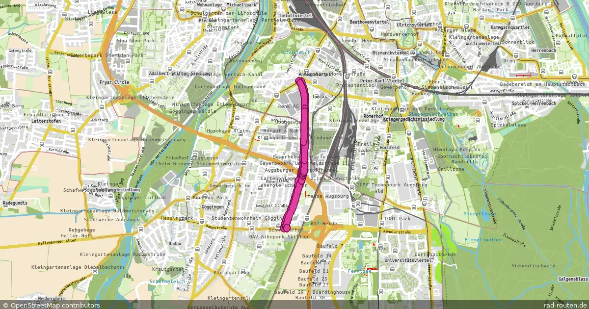 Radroute A.-Gögginger Str. – A. Friedrich-Ebert-Str. – Fernradroute auf Rad-Routen.de
