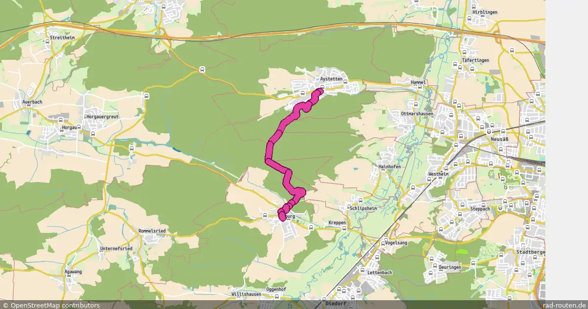 Radroute Aystetten – Biburg – Fernradroute auf Rad-Routen.de