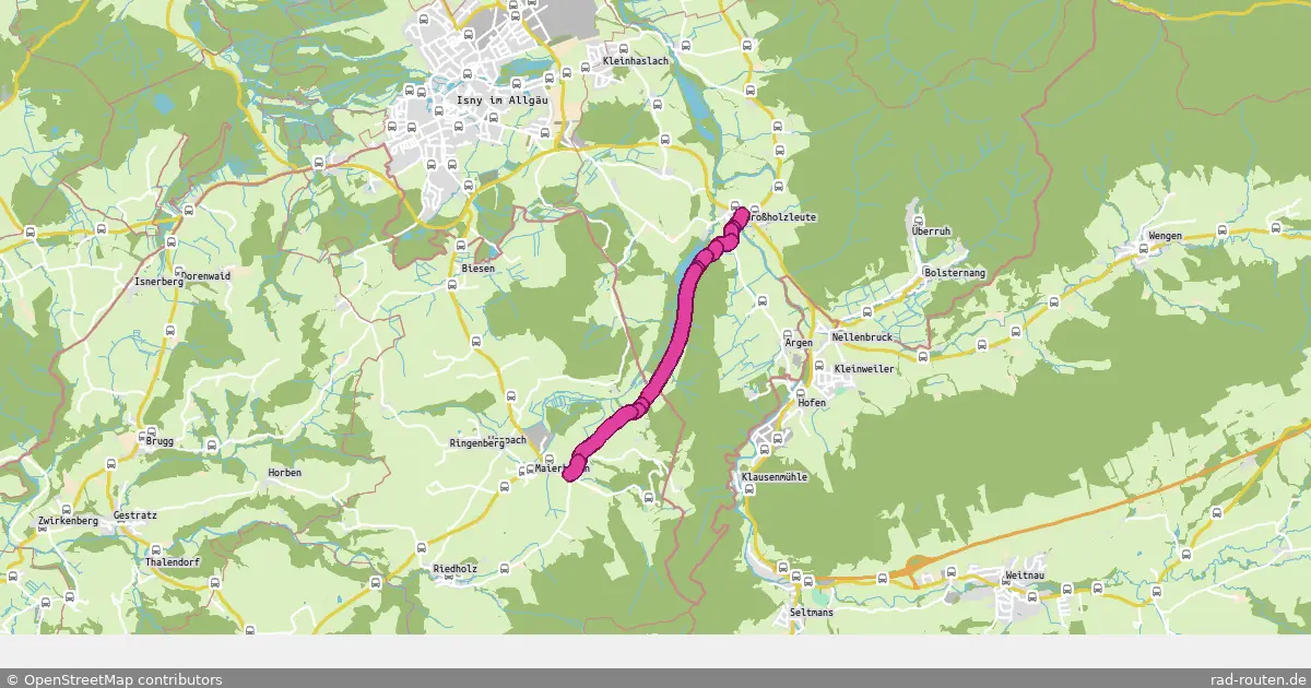Radroute Isny im Allgäu – Maierhöfen – Fernradroute auf Rad-Routen.de