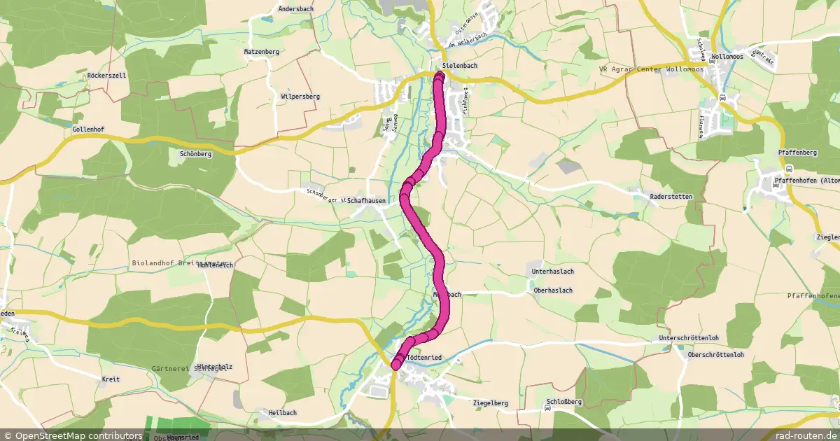 Radroute Sielenbach – Tödtenried – Fernradroute auf Rad-Routen.de