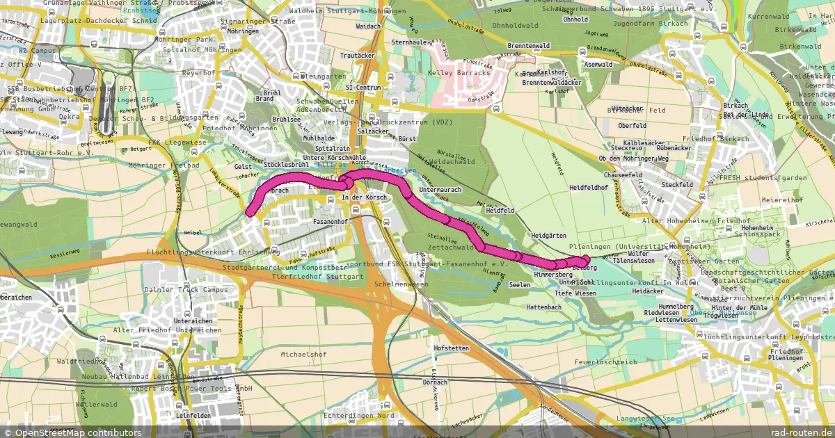 Radroute Stuttgart – Stuttgart – Fernradroute auf Rad-Routen.de