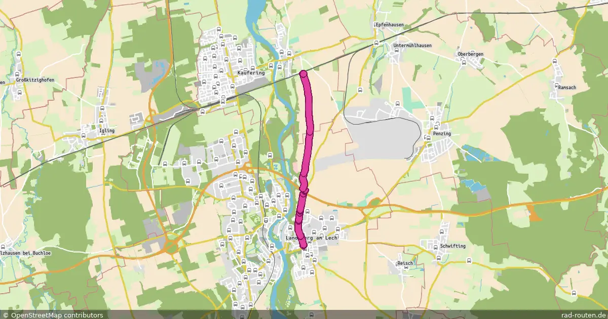 Radroute LL Kreisel Münchener Straße – Kaufering Dominiweg – Fernradroute auf Rad-Routen.de