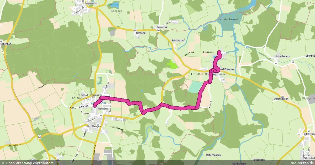 Radroute Thaining – Obermühlhausen – Fernradroute auf Rad-Routen.de