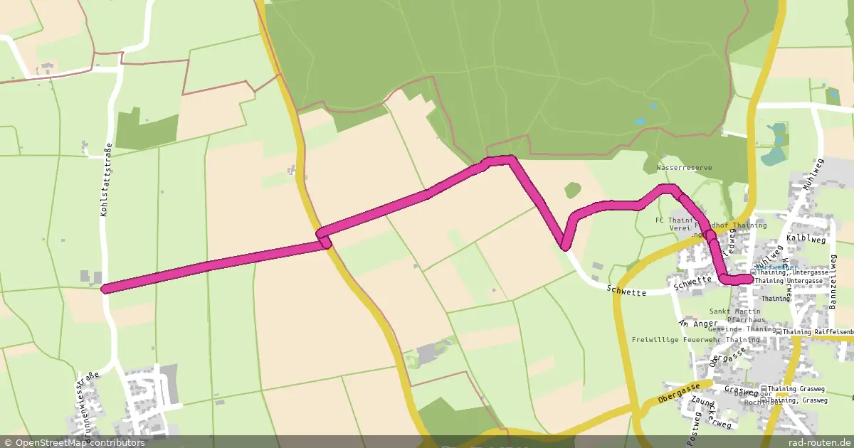 Radroute Pflugdorf (Nord) – Thaining – Fernradroute auf Rad-Routen.de