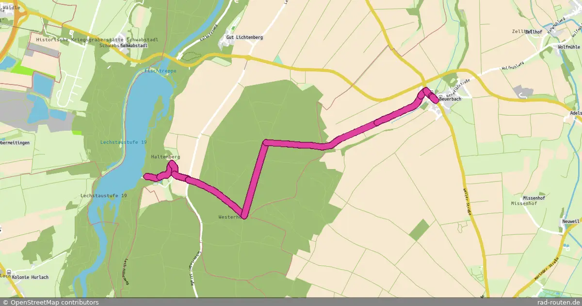Radroute Abzweig zw. Staustufe 18/19 – Beuerbach – Fernradroute auf Rad-Routen.de