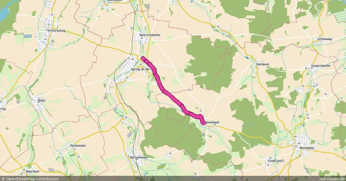 Radroute Egling an der Paar – Dünzelbach – Fernradroute auf Rad-Routen.de