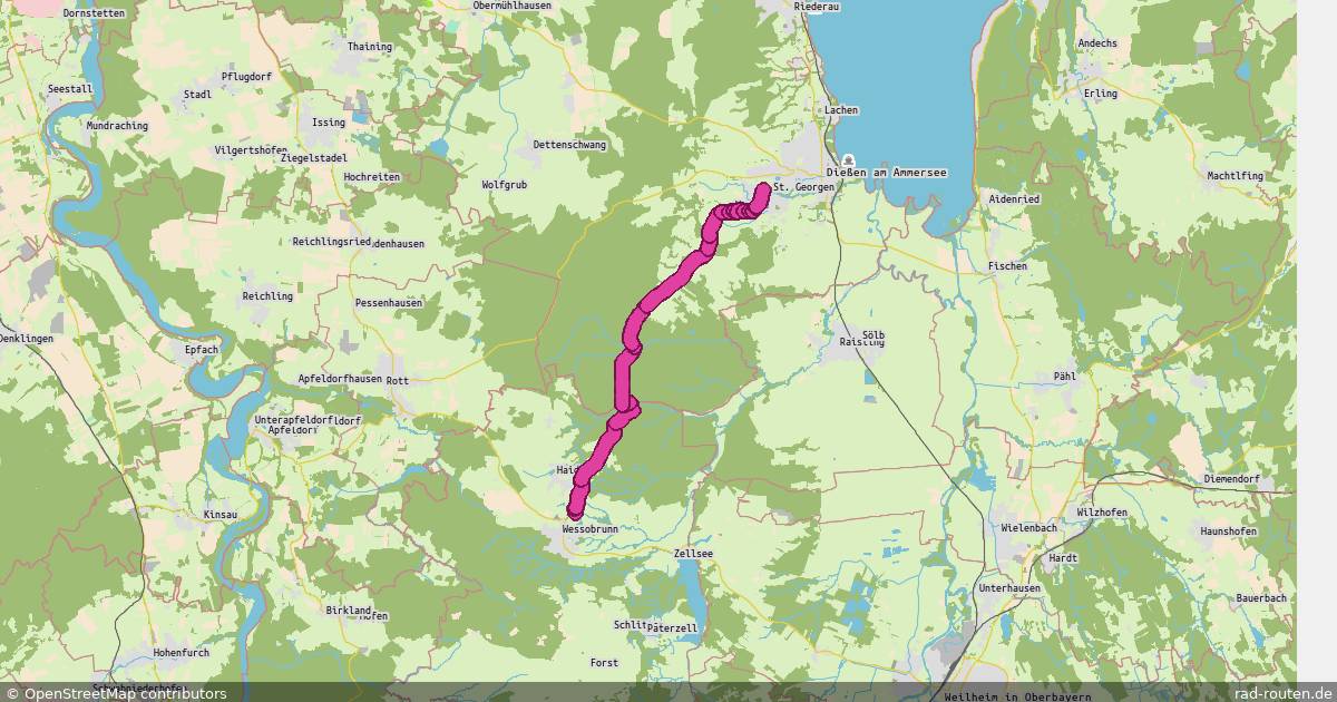 Radroute Dießen a. Ammersee – Wessobrunn Nord (Kloster) – Fernradroute auf Rad-Routen.de