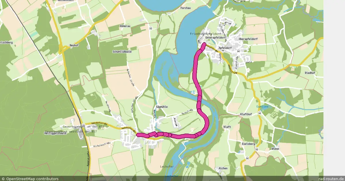 Radroute Kinsau – Apfeldorf – Fernradroute auf Rad-Routen.de