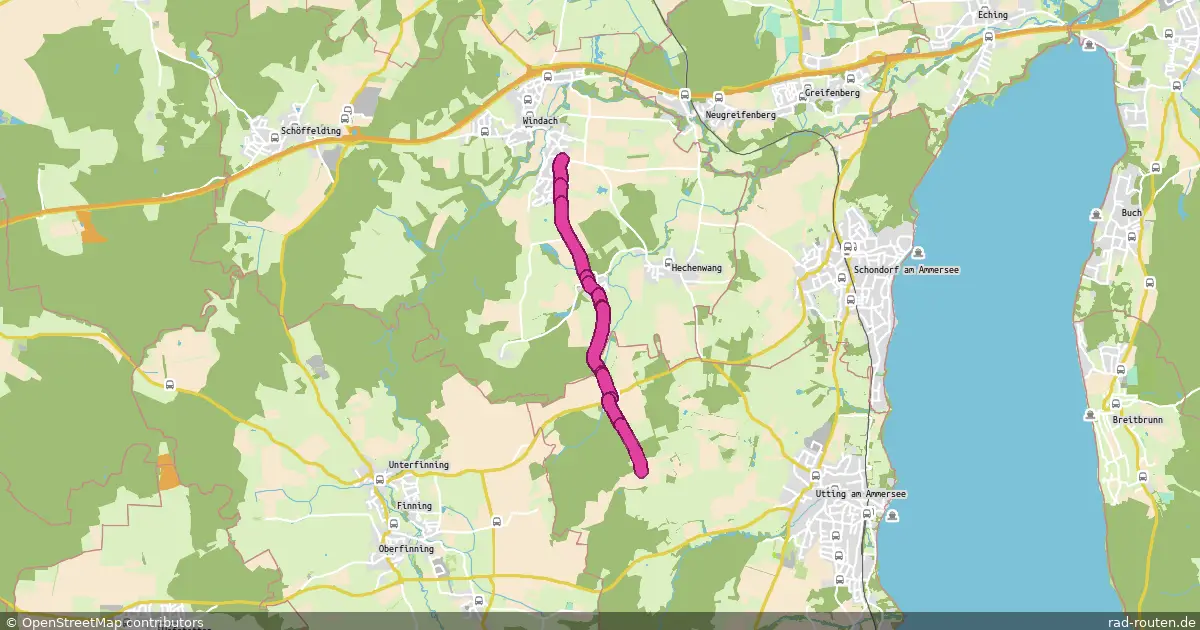 Radroute Windach – Abzweig Radroute Utting - Finning – Fernradroute auf Rad-Routen.de