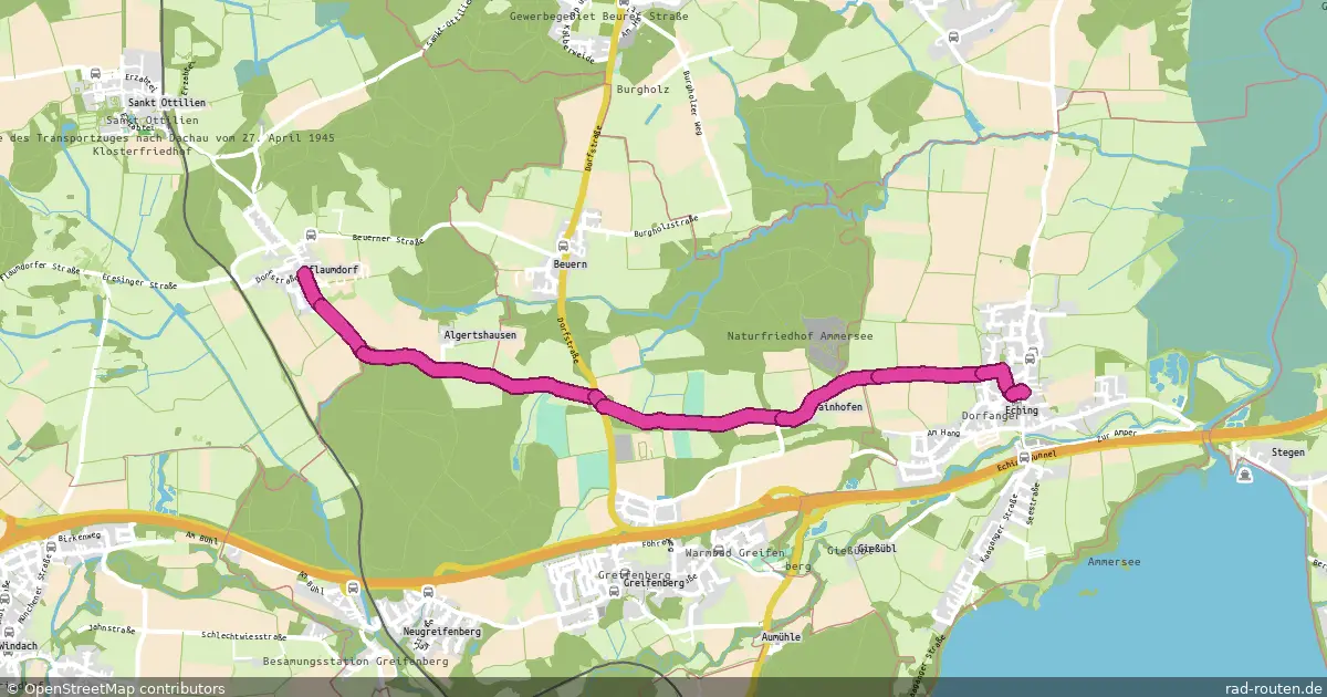 Radroute Pflaumdorf – Eching am Ammersee – Fernradroute auf Rad-Routen.de