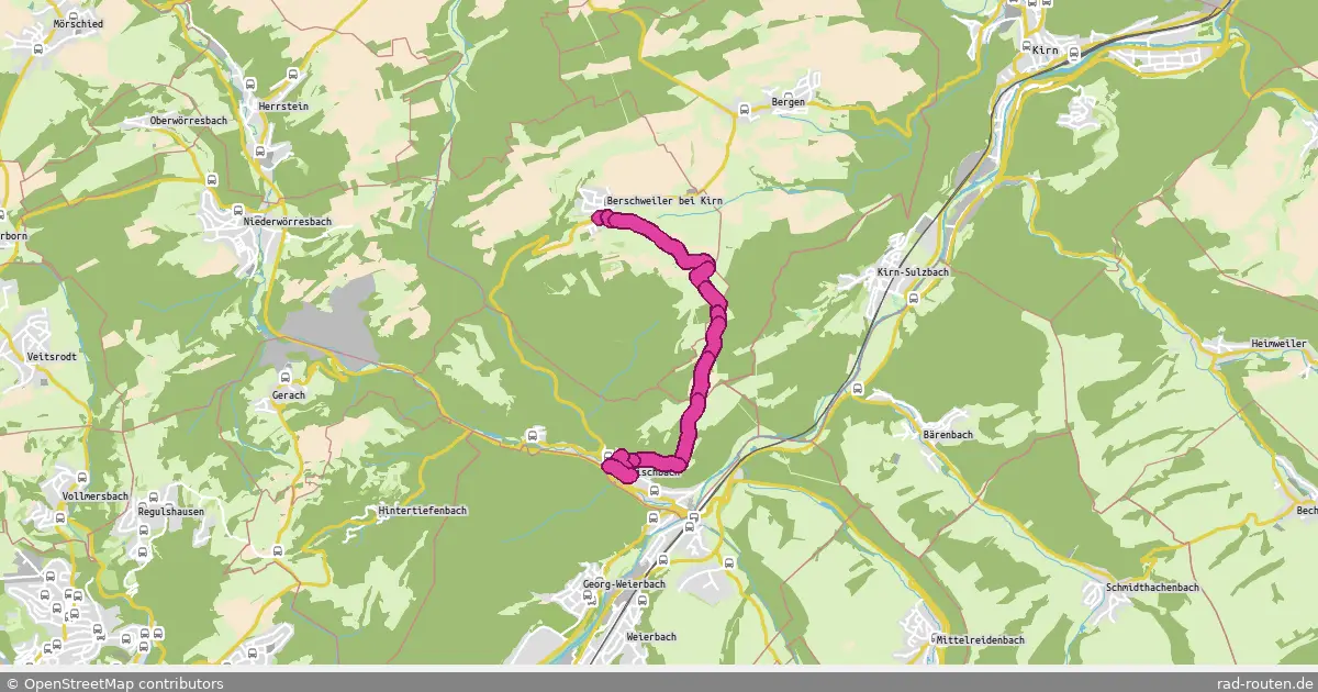 Radroute Berschweiler bei Kirn – Fischbach – Fernradroute auf Rad-Routen.de