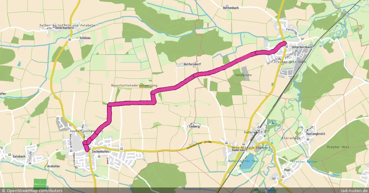 Radroute Inchenhofen – Unterbernbach – Fernradroute auf Rad-Routen.de