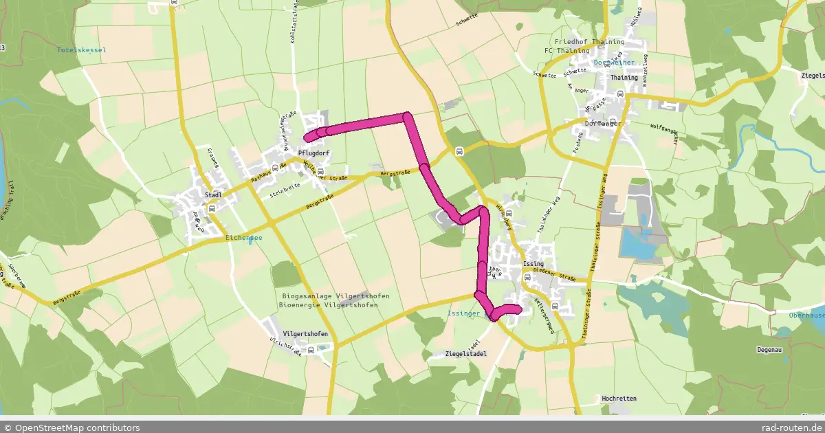Radroute Pflugdorf – Issing – Fernradroute auf Rad-Routen.de