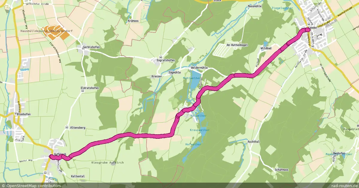 Radroute Aufkirch – Leeder – Fernradroute auf Rad-Routen.de