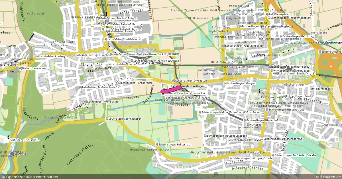 Radroute Leinfelden-Echterdingen – Leinfelden-Echterdingen (Rundweg) – Fernradroute, ca. 0 km auf Rad-Routen.de