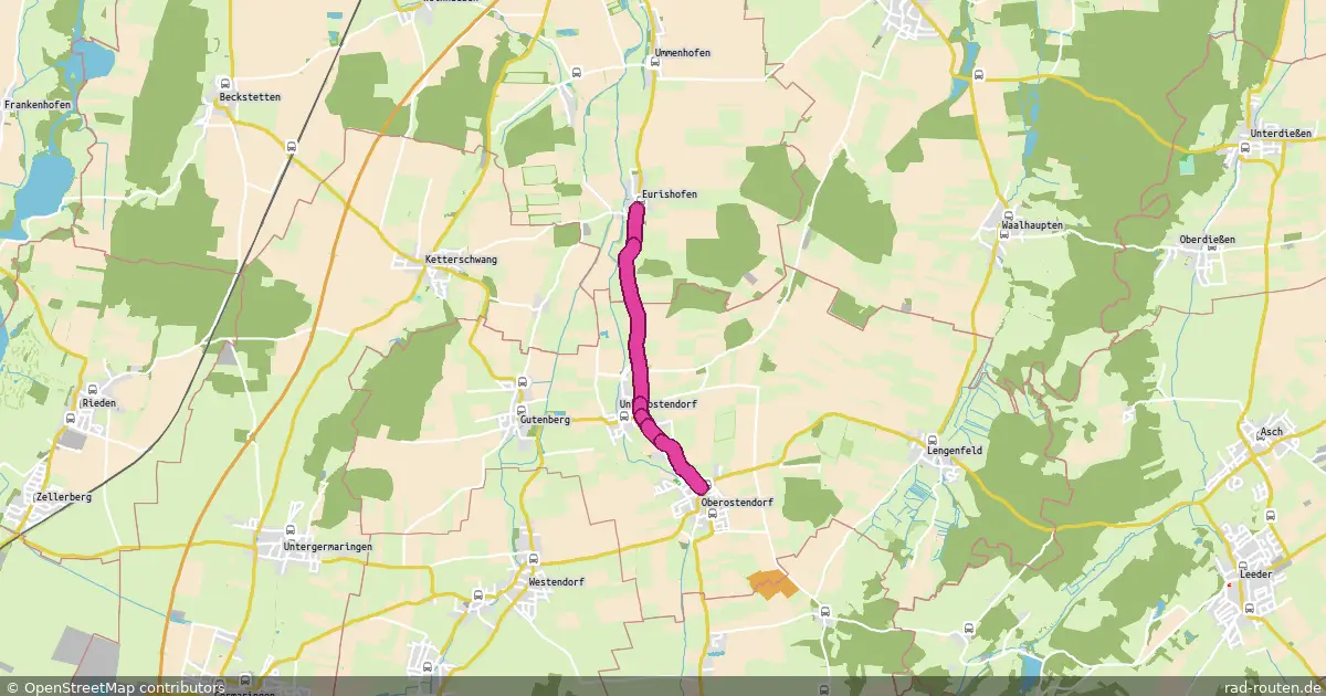 Radroute Eurishofen – Oberostendorf – Fernradroute auf Rad-Routen.de