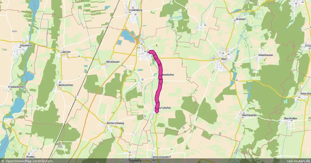 Radroute Jengen – Eurishofen – Fernradroute auf Rad-Routen.de
