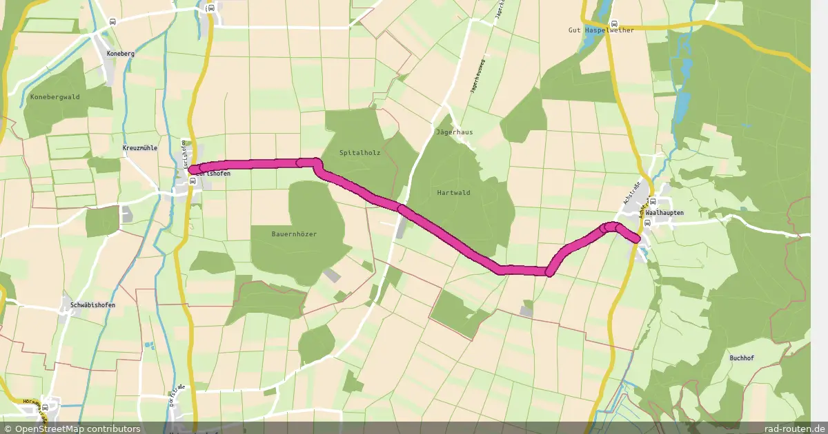 Radroute Eurishofen – Waalhaupten – Fernradroute auf Rad-Routen.de