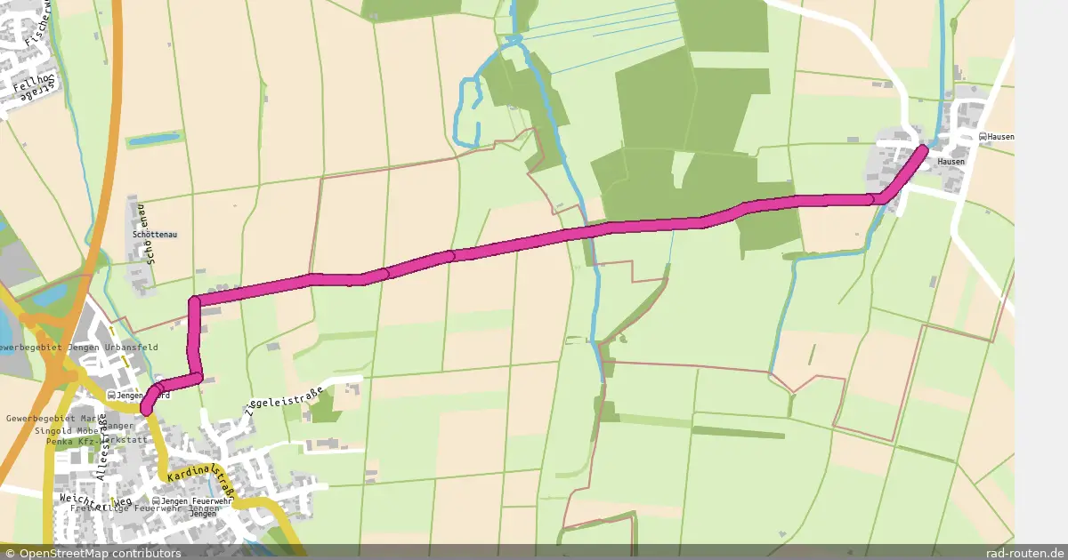 Radroute Jengen – Hausen – Fernradroute auf Rad-Routen.de