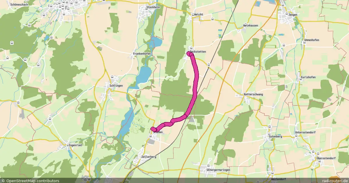 Radroute Beckstetten – Rieden – Fernradroute auf Rad-Routen.de