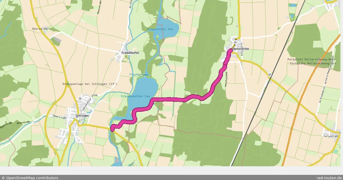 Radroute Beckstetten – MN1 / Wertachbrücke Schlingen – Fernradroute auf Rad-Routen.de