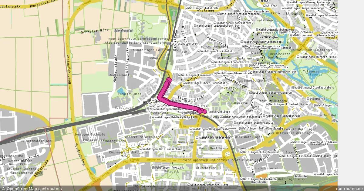 Radroute Waiblingen – Waiblingen (Rundweg) – Fernradroute, ca. 1 km auf Rad-Routen.de