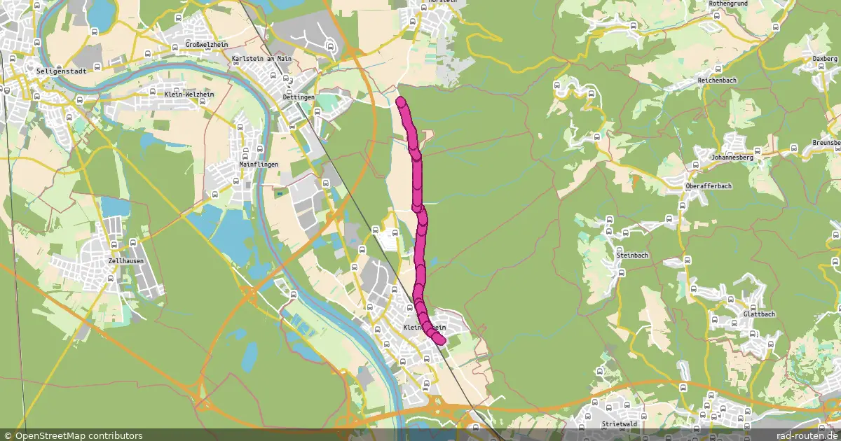 Radroute Kleinostheim – Kleinostheim – Fernradroute auf Rad-Routen.de