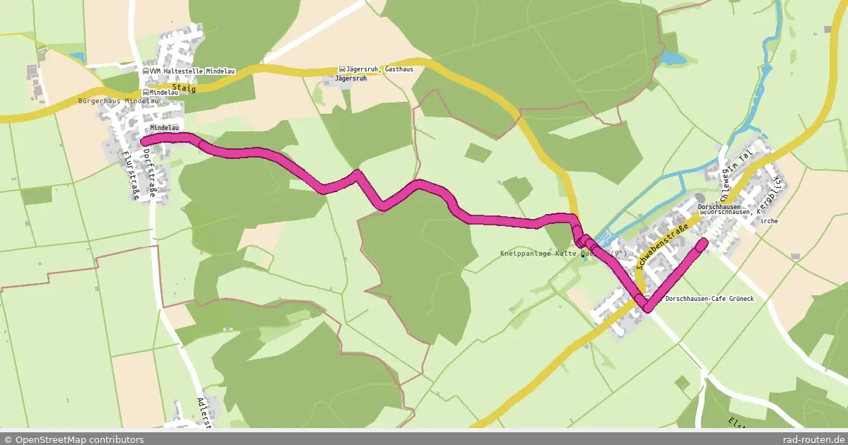 Radroute Mindelau – Dorschhausen – Fernradroute auf Rad-Routen.de