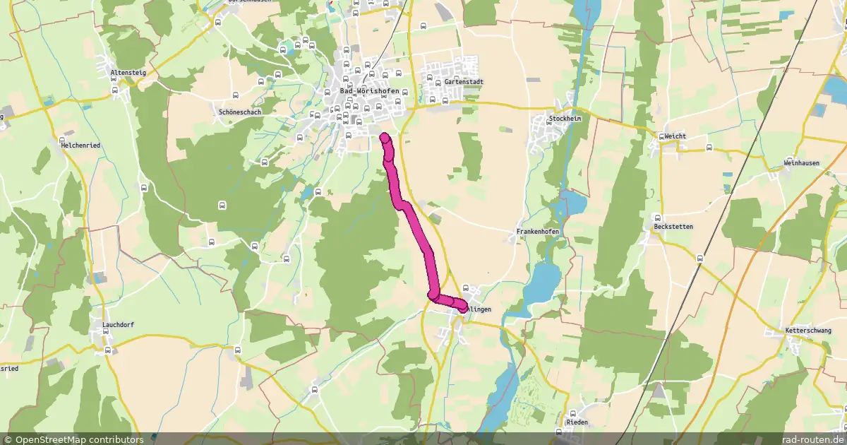 Radroute Bad Wörishofen Süd-Ost – Schlingen – Fernradroute auf Rad-Routen.de