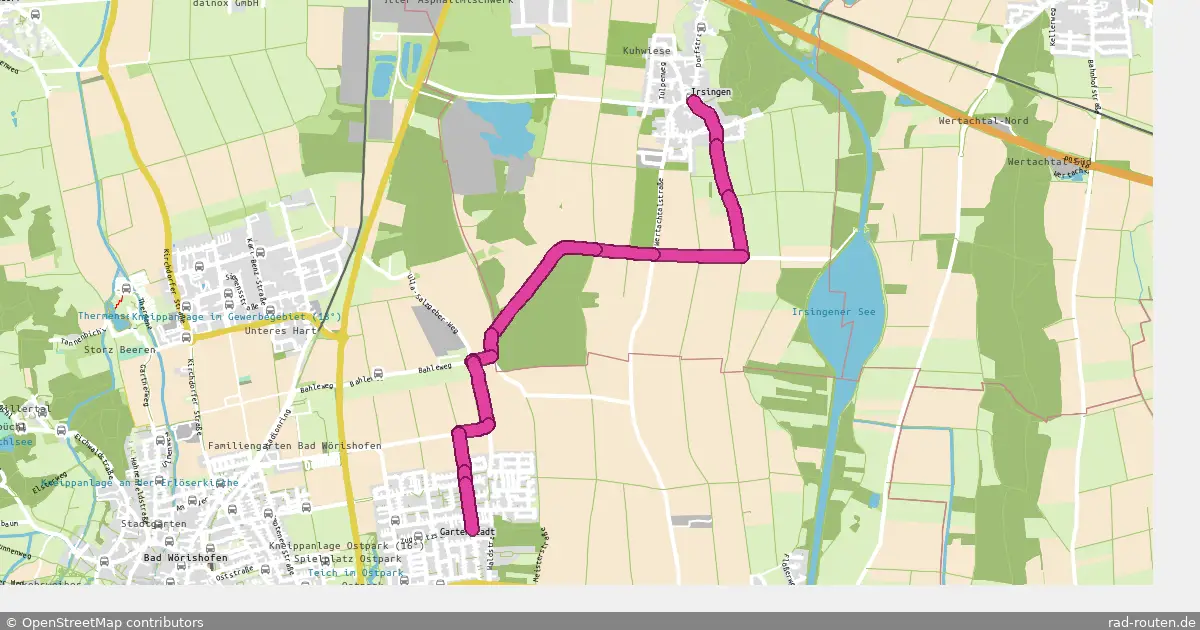 Radroute Irsingen – Bad Wörishofen Gartenstadt – Fernradroute auf Rad-Routen.de
