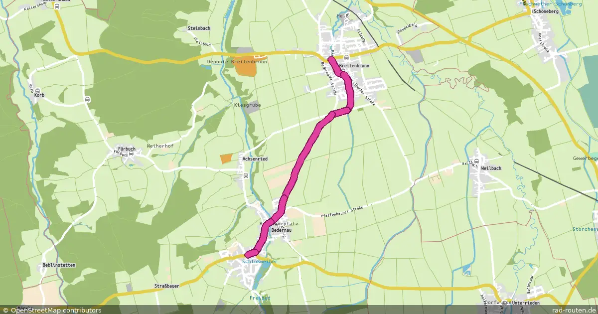 Radroute Breitenbrunn – Bedernau – Fernradroute auf Rad-Routen.de