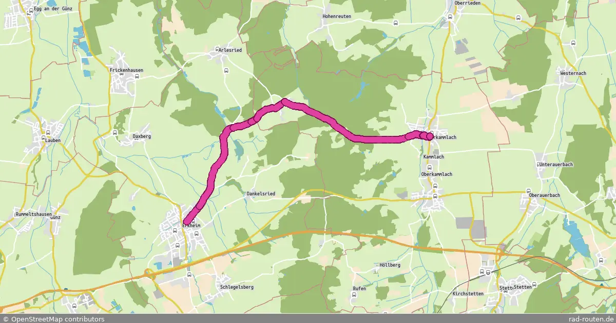 Radroute Erkheim – Unterkammlach – Fernradroute auf Rad-Routen.de