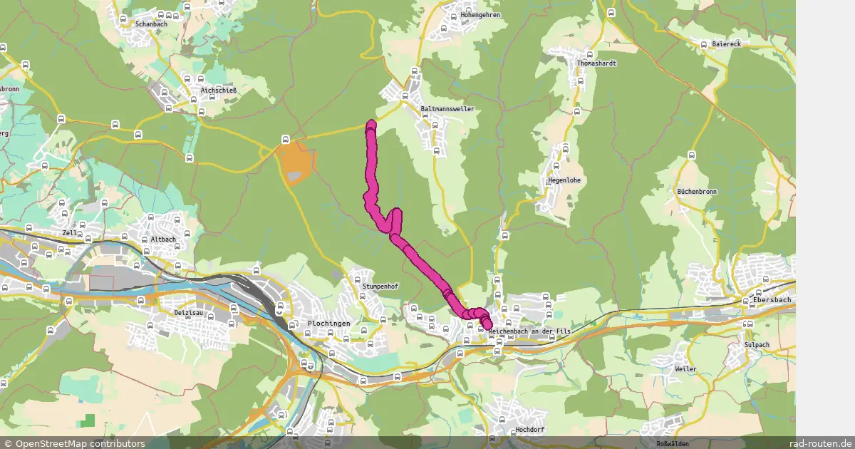 Radroute Baltmannsweiler – Reichenbach an der Fils – Fernradroute auf Rad-Routen.de
