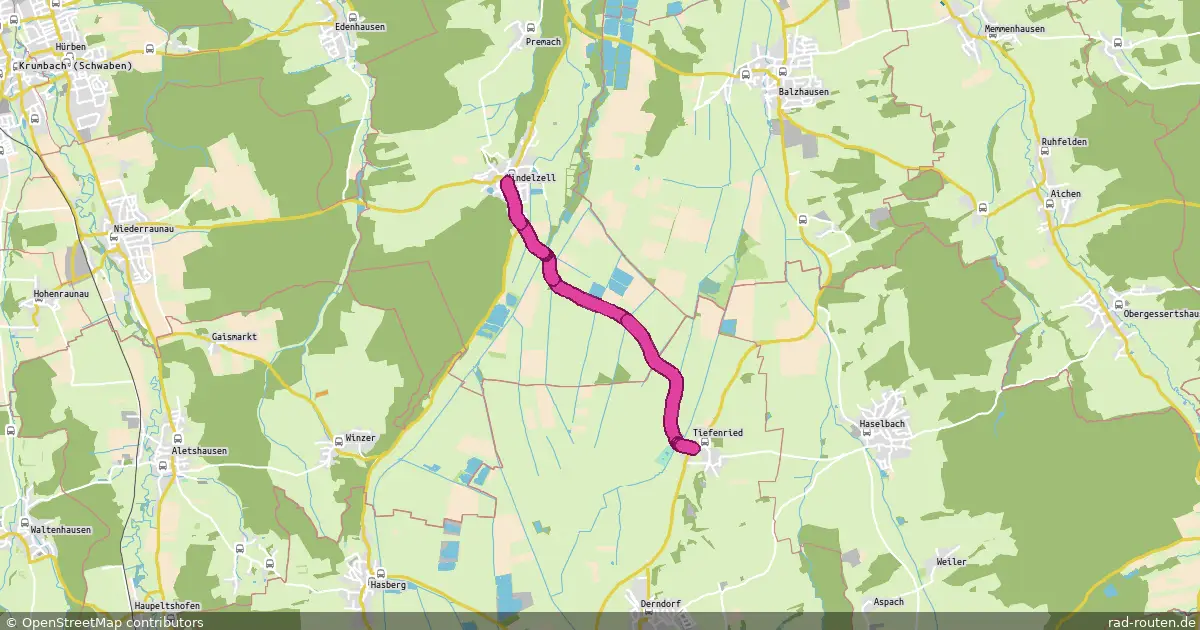 Radroute Mindelzell – Tiefenried – Fernradroute auf Rad-Routen.de