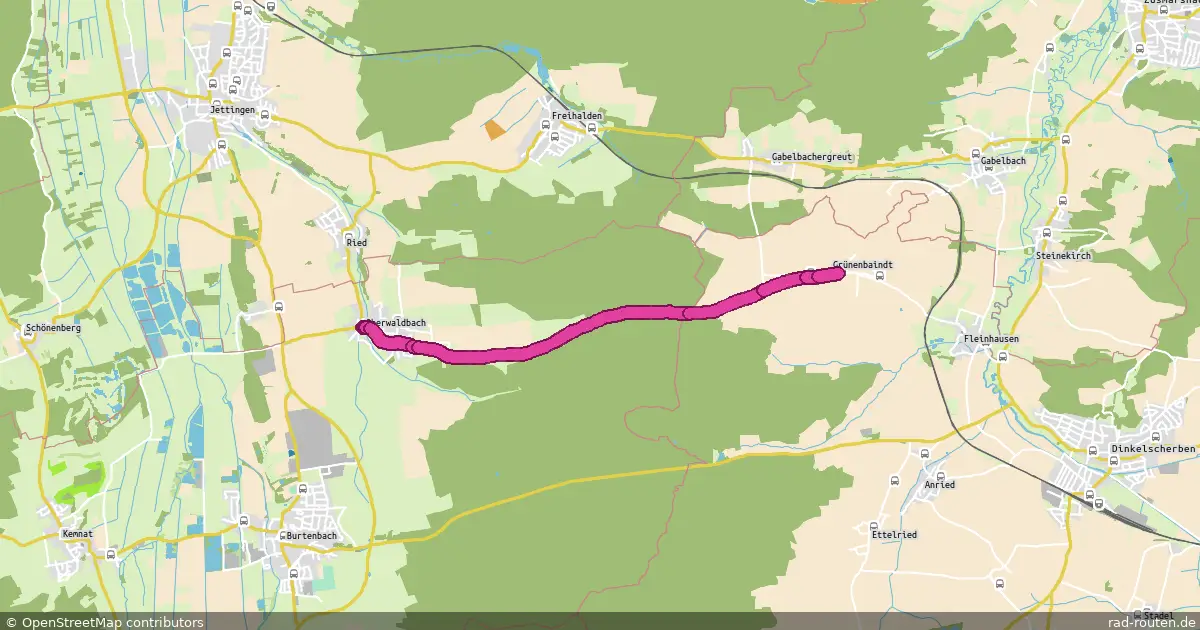 Radroute Oberwaldbach – Grünenbaindt – Fernradroute auf Rad-Routen.de