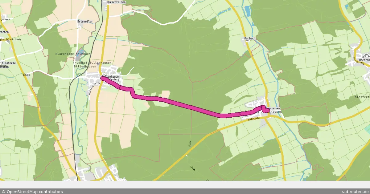 Radroute Billenhausen – Attenhausen – Fernradroute auf Rad-Routen.de