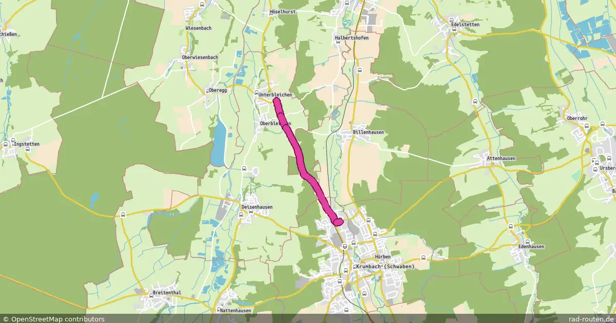 Radroute Unterbleichen – Krumbach (Schwab) – Fernradroute auf Rad-Routen.de