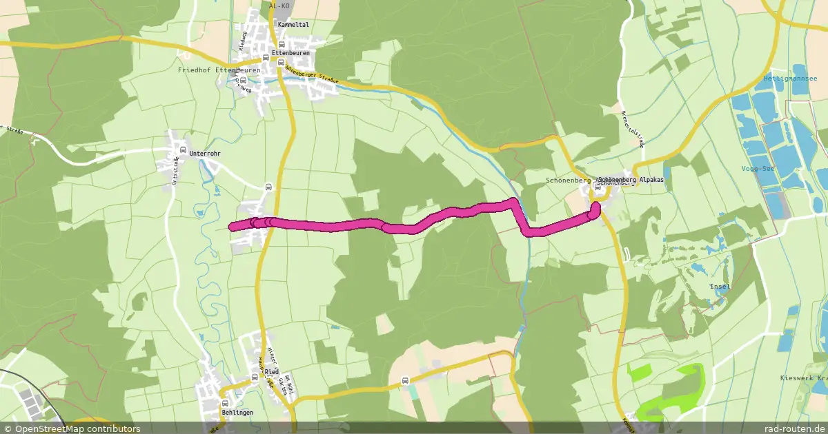 Radroute Egenhofen – Schönenberg – Fernradroute auf Rad-Routen.de