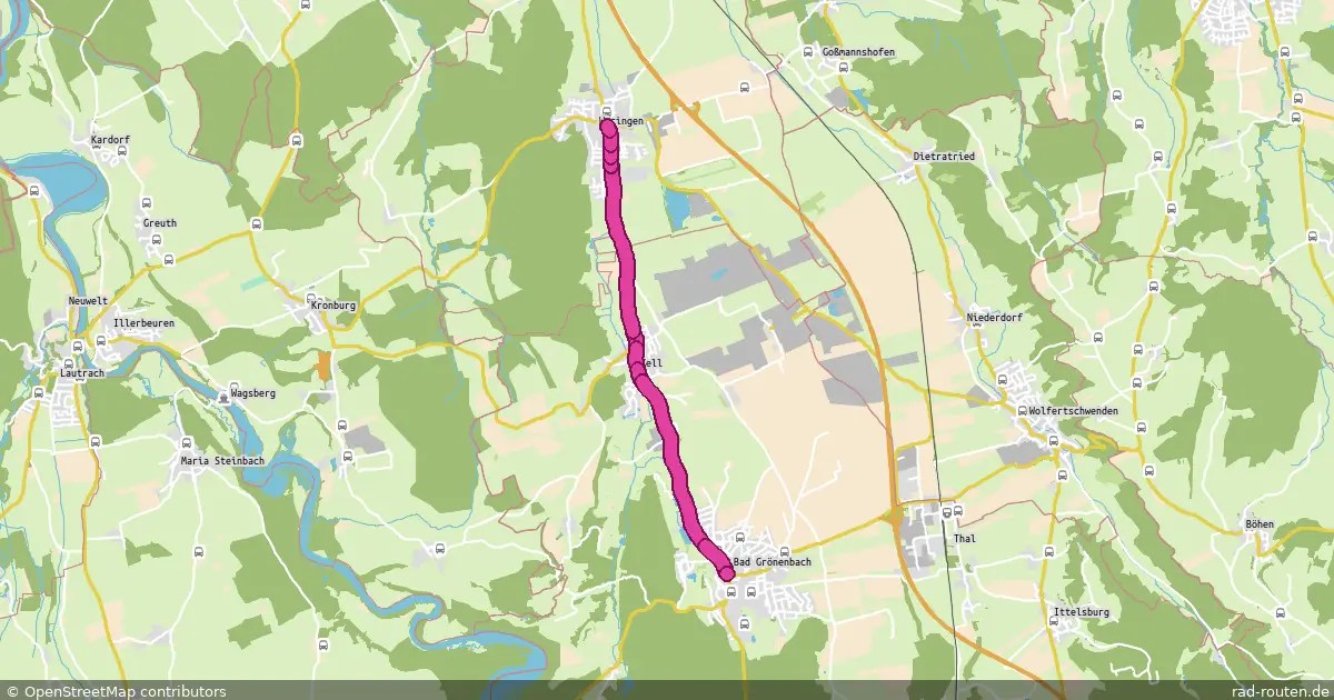 Radroute Bad Grönenbach – Bad Grönenbach – Fernradroute auf Rad-Routen.de