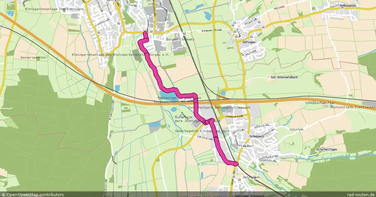 Radroute Burgau – Jettingen Abzwg. Bahnhof – Fernradroute auf Rad-Routen.de