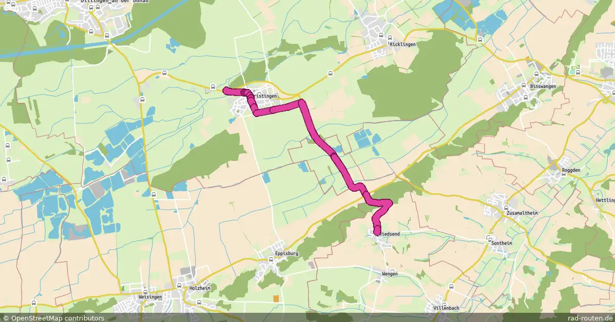 Radroute Fristingen West – Riedsend – Fernradroute auf Rad-Routen.de