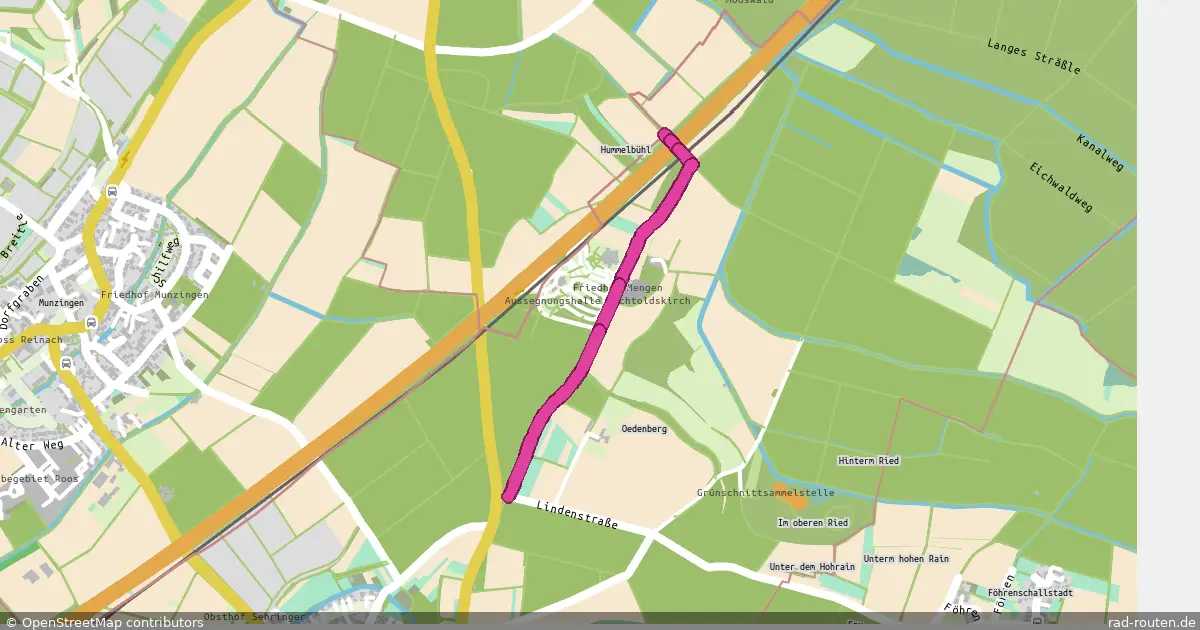 DE:BW:BHS – von (Tiengen Radweg Grüne Straße - ) Landkreisgrenze zu DE:BW:FR nach Mengen Lindenstraße – Fernradroute auf Rad-Routen.de