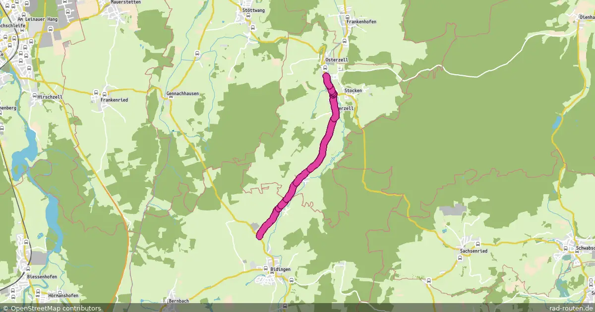 Radroute Osterzell – Anschluss Route Bidingen