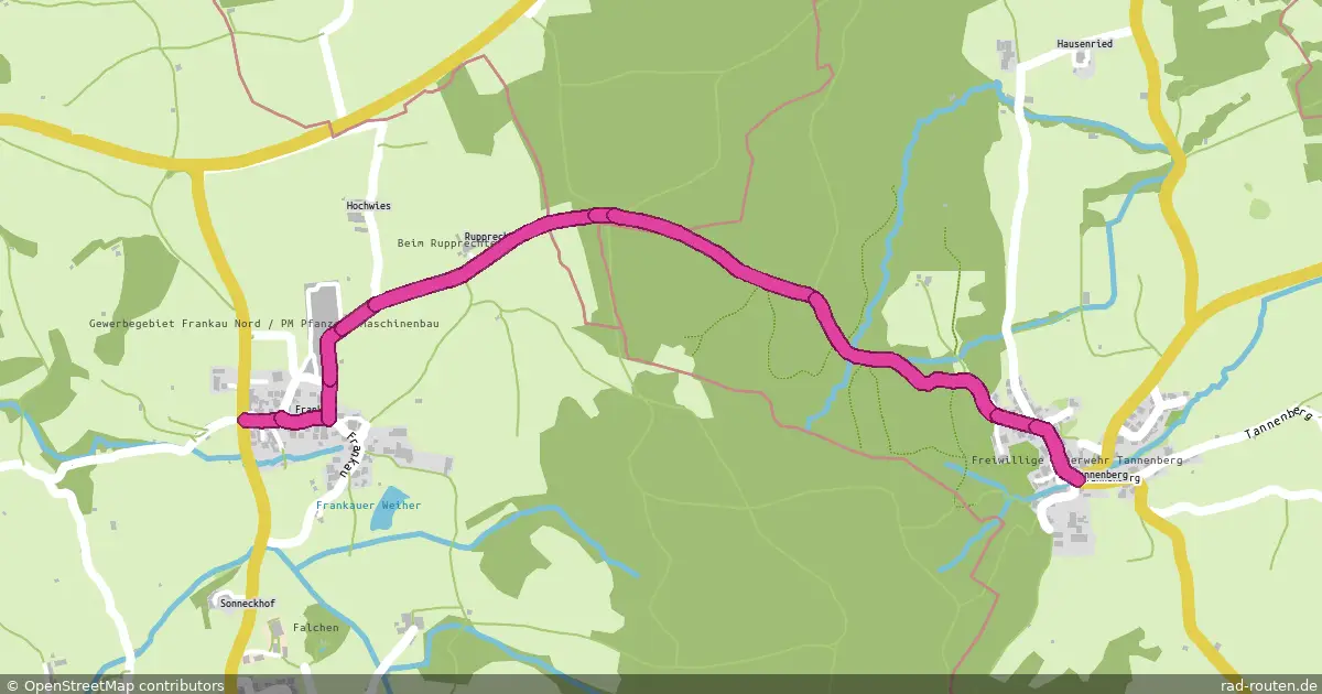 Radroute Frankau – Tannenberg – Fernradroute auf Rad-Routen.de
