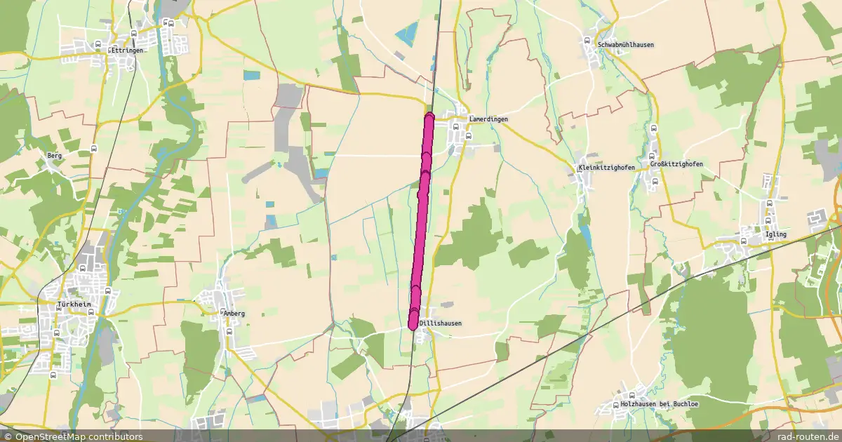 Radroute Lamerdingen Sportplatz – Dillishausen – Fernradroute auf Rad-Routen.de
