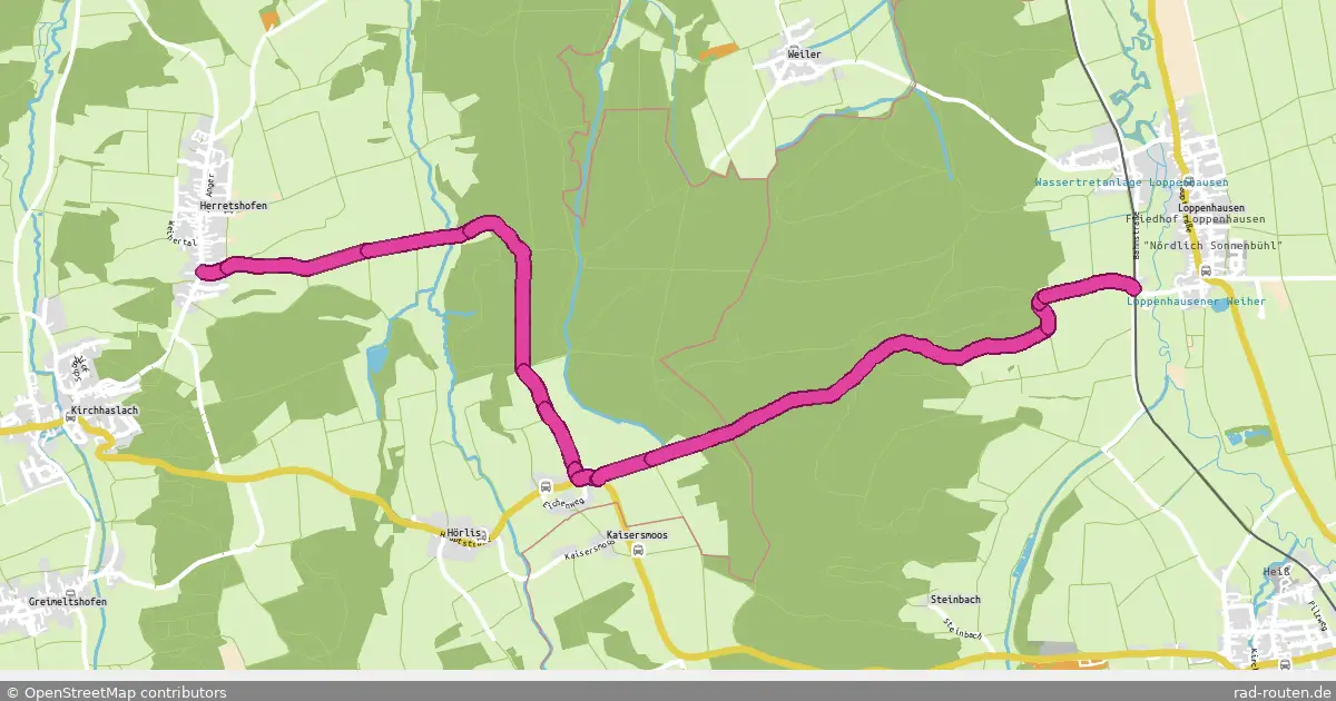 Radroute Herretshofen Ortseingang – Loppenhausen – Fernradroute auf Rad-Routen.de
