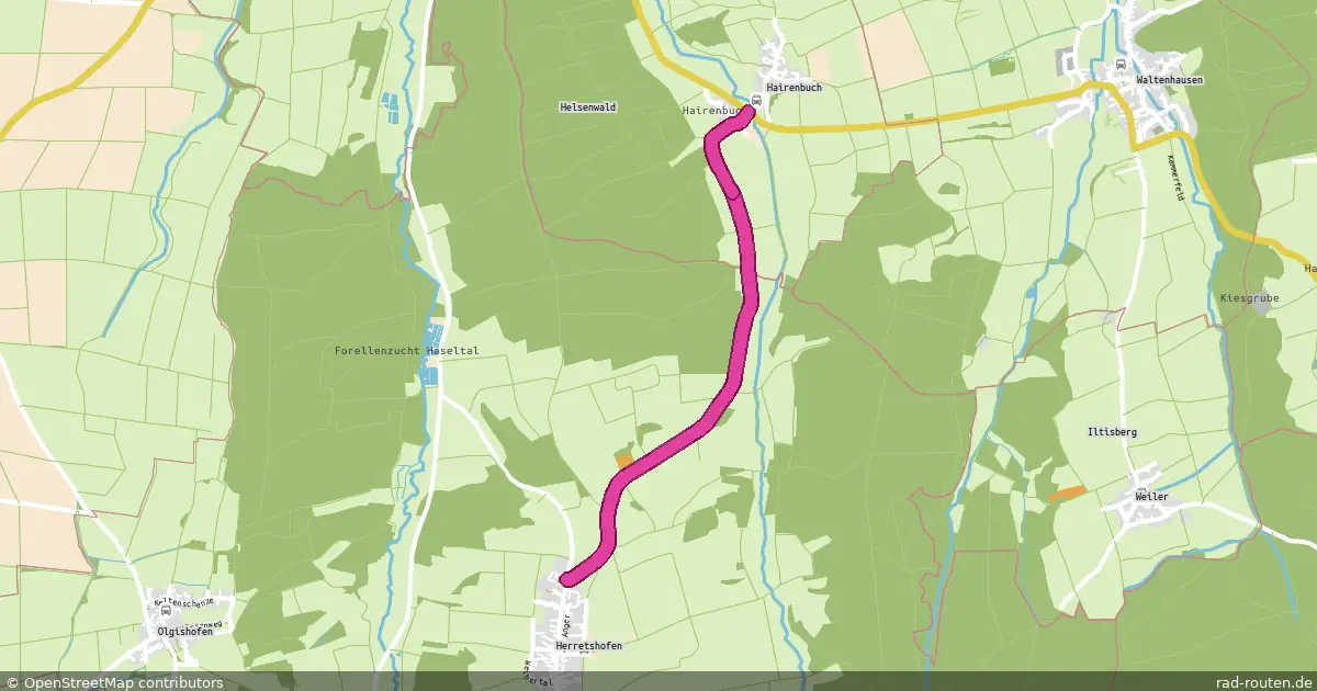 Radroute Hairenbuch – Herretshofen Nord