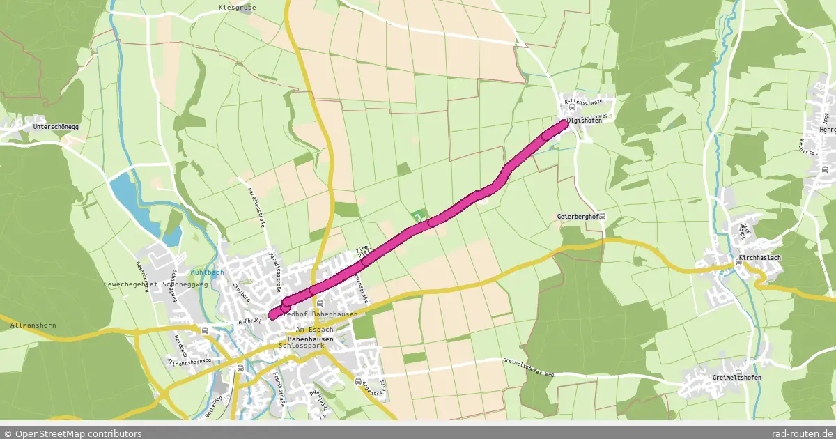 Radroute Babenhausen – Olgishofen – Fernradroute auf Rad-Routen.de