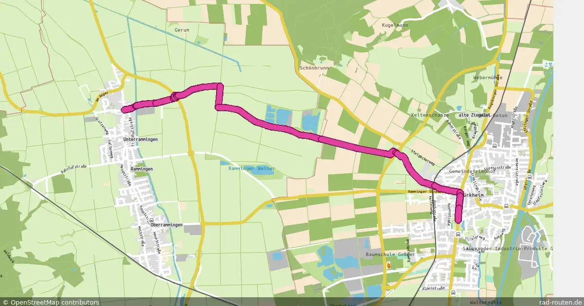 Radroute Unterrammingen – Türkheim – Fernradroute auf Rad-Routen.de