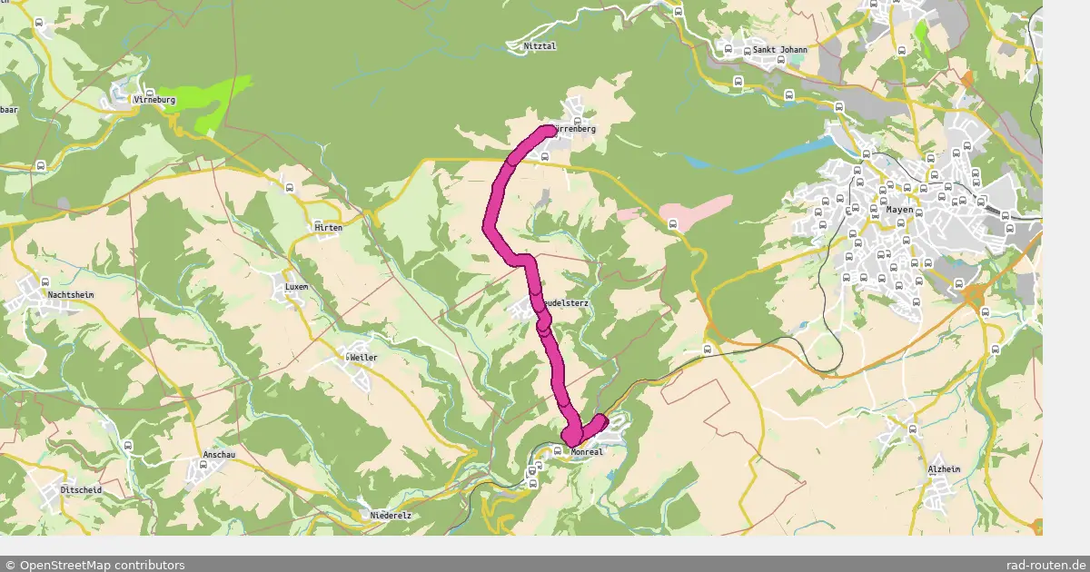Radroute Kürrenberg – Monreal – Fernradroute auf Rad-Routen.de